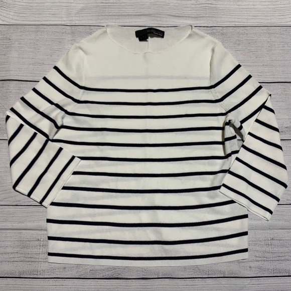 360 Sweater Tops - 360 Sweater Striped 3/4 Sleeve Tee